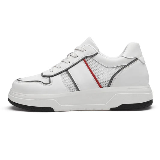 Men's Summer Durable Mesh Height-Increasing 8CM Breathable White Shoes 6CM Thick-Soled Elevator Sneakers All-Match Casual