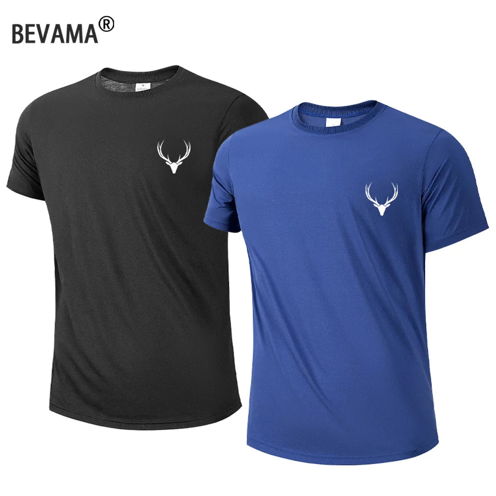 Men's Running Quick Drying T-shirts Breathable Hiking Fishing Tees Soft Elasticity Outdoor Sports Short Shirt Summer