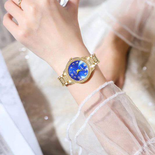 2pcs Women'S Watch & Bracelet Set - Elegant Quartz Watch with Matching Bracelet, Casual Light Luxury Jewelry Gift for Women