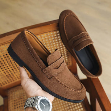 Autumn Suede Loafers Man Large Size 45 Comfort Slip-on Casual Shoes Men Flats Retro Brown Moccasins For Men zapatos de hombre