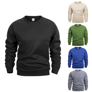 Men's Crew Neck Sweatshirts Solid Color Sweatwear Spring Outdoor Casual Daily Long Sleeve Pullover Hoodie Man Sportswear