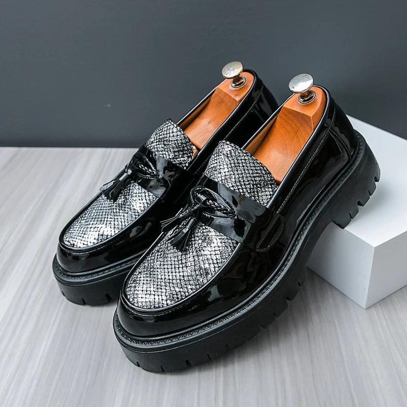 Classic Tassels Men's Leather Shoes Platform High Quality Bussiness Shoes Men Formal Shoes Comfortable Slip-On Office Shoes Man