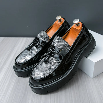 Classic Tassels Men's Leather Shoes Platform High Quality Bussiness Shoes Men Formal Shoes Comfortable Slip-On Office Shoes Man