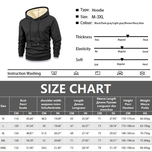 Winter Men's Hoodies Thicken Warm Pullover Men Basic Hoodies Sweatshirts Casual Street Solid Color Cashmere Warm Coat Tops