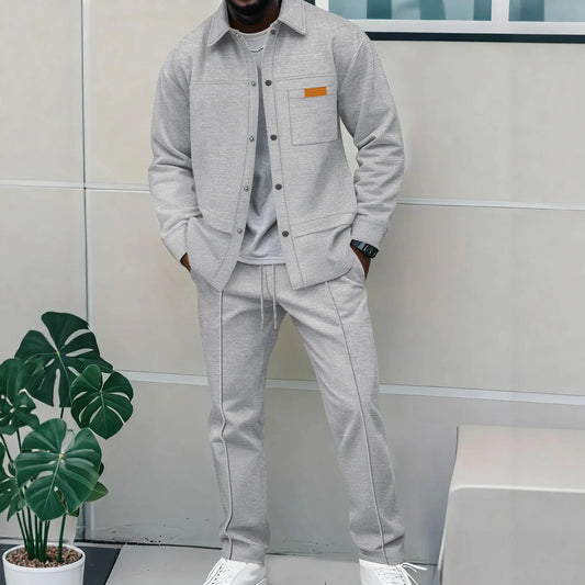 Luxury Men's Casual Flight Jacket Autumn Winter Trendy Two-Piece Set High-End Feelings Cotton Blend Polyester Fiber Long Sleeve