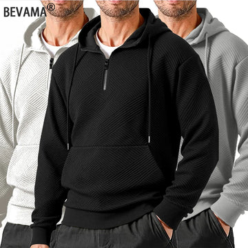 Autumn Men's Warm Zipper Neck Hoodies Loose Pullover Fashion  Long Sleeve Sweatshirt Men Casual Hoodie Jacket Top