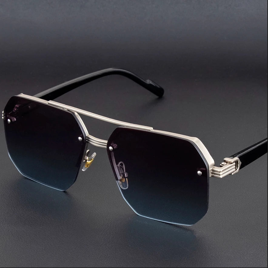 2025 New Large  Half Frame Ink Mirror men Driving Dedicated Fashion Trend UV Protection High-end  Gradually Changing Color