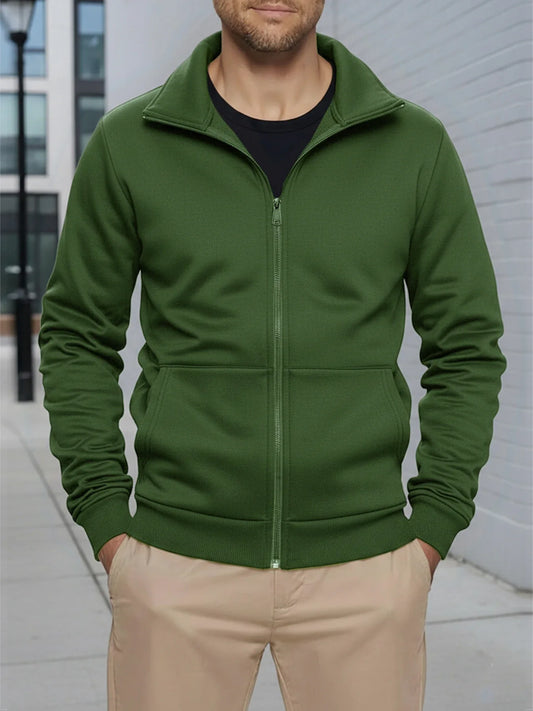 Spring Autumn Men's Zipper Jacket Coats Solid Color Warm Long Sleeve Sweatshirts Outdoor Slim Fit Sportswear Jackets Streetwear