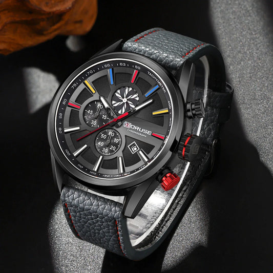 2Pcs BORUSE Fashion Men's Watch and Necklace Set, Silicone Strap Analog Date Men Casual Quartz Wrist Watch A Good Gifts For Men