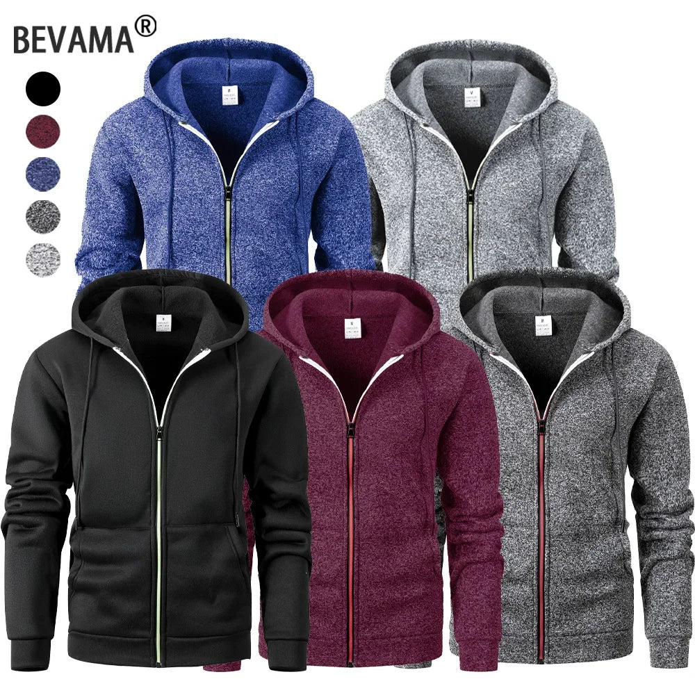 Autumn Men's Casual Jacket Slim Fit Zipper Hooded Sweatshirts Solid Color Coats Sportswear Male Tracksuit Hoodie Streetwear