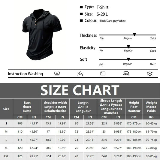 Men's T Shirt Summer Slim Fitness Hooded Short-Sleeved Tees Male Lightweight Hoodie Fitness Breathable Sports Tops