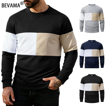 Men's Crew Neck Sweatshirts Patchwork Loose Sweatshirts  Spring Autumn Outdoor Jogging Tops Casual Daily Long Sleeve Pullover