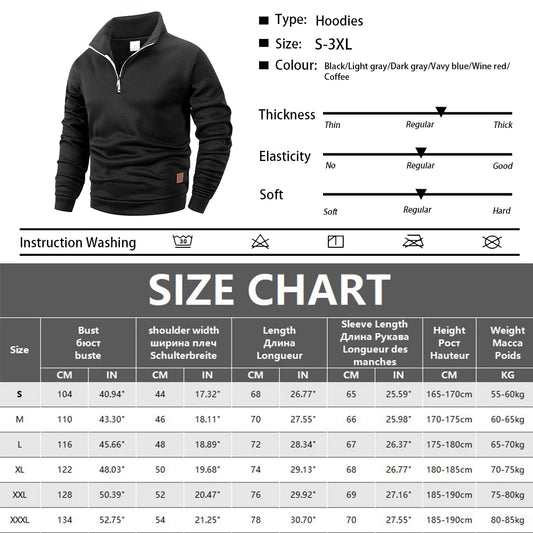 Spring Autumn Men's Standing Collar Half Zipper Sportswear Long Sleeve Sweatshirts Men Casual Knitted Pullovers Daily Coats