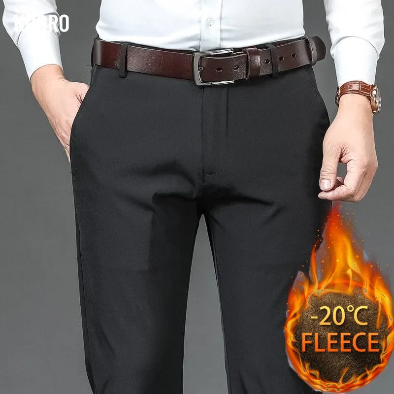 Men's Straight Slacks with High Waist in Winter Plush Slacks Fashion Goes with Everything Plush Slacks Men's Pants