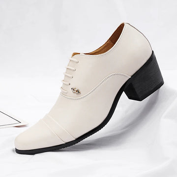 Classic High Heel Leather Shoes Men Comfort Pointed Toe Formal Shoes Man Wedding Shoes Bussiness Men's Dress Shoes Big Size 46