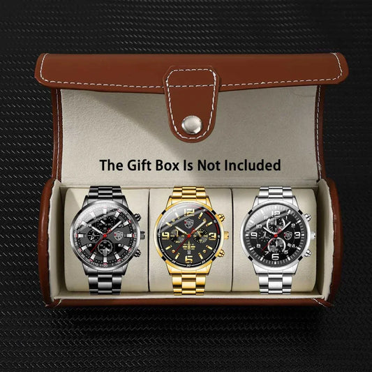 5p/set Quartz Watch Set for Men, Business Casual Fashion Stainless Steel Round Party Quartz Watch Set for Men, Gifts for Men