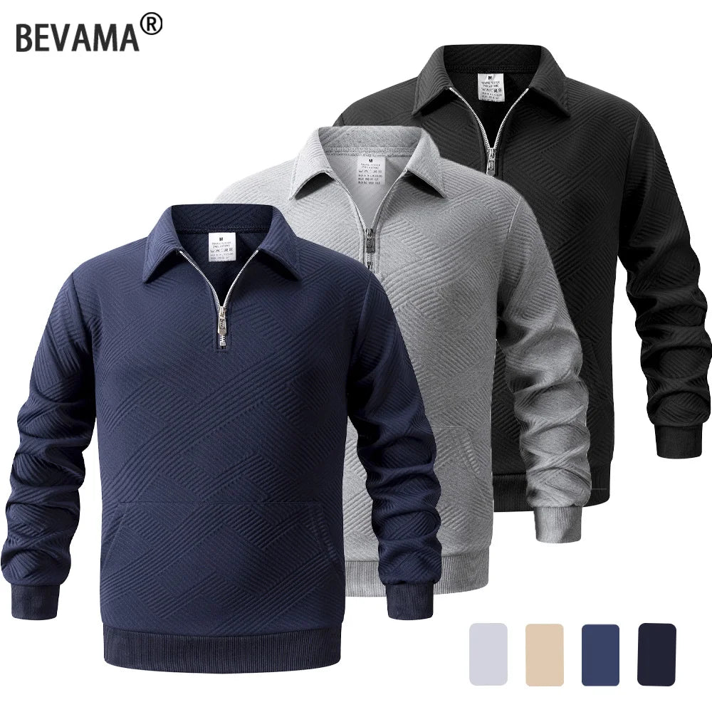 Spring Autumn Men's Casual Pullover Half Zipper Lapel Long Sleeve Sweatshirts Coats Solid Color Sport Hoodies Streetwear