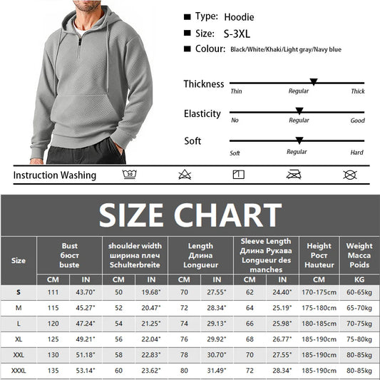 Autumn Men's Warm Zipper Neck Hoodies Loose Pullover Fashion  Long Sleeve Sweatshirt Men Casual Hoodie Jacket Top