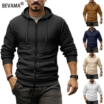 Autumn Men's Jackets Knitted Sweater Zipper Hoodie Jackets Long Sleeve Hooded Sweatshirts Mens Solid Color Jackets Outerwear