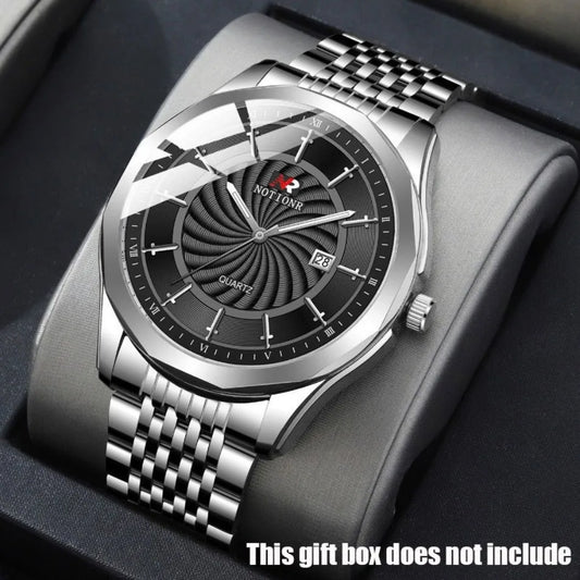 Stylish Men's Alloy Watch Business Style Stainless Steel Quartz Watch, Ideal Choice for Luxury Gifts