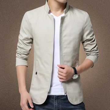 New Spring Standing Collar Washed Jacket for Men Clothing Coats Slimming Cotton Drape