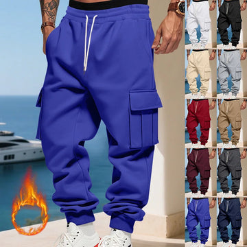 Cross-border autumn and winter heavy-duty velvet men's casual pants American loose sports multi-pocket tooling sweatpants men
