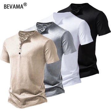 Men's Short Sleeve Henley Shirts Casual Slim Fit Basic Summer O-Neck T-Shirt Men Casual Solid Color T-Shirts Streetwear