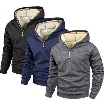 Warm Fleece Men's Sweatshirts Half Zipper Stand-up Collar Wool Jackets Autumn Winter Outdoor Hoodies Men's Pullover Coat
