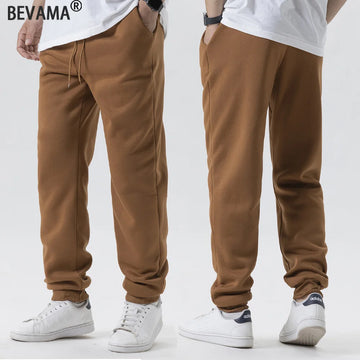 Men's Casual Pants Autumn Winter Fleece Sweatpants Men Running Jogger Sports Gym Trousers Fashion Solid Color Workout Long Pants