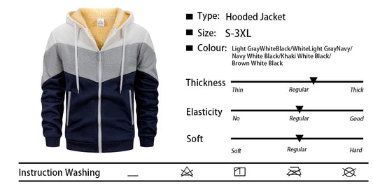 Winter Men's Casual Hoodie Jacket Fleece Warm Sweatshirt Windproof Coats Heavyweight Zipper Jacket Thick Sports Outerwear
