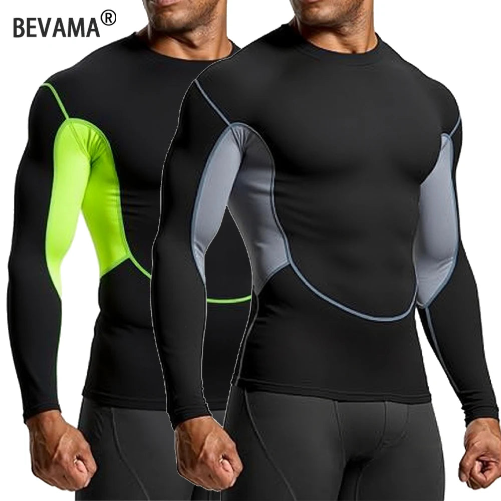 Men's Running T Shirt Quick Dry Shirt Yoga Training Compression Sports Tops Long Sleeve Solid Running Sweatshirt T-Shirts