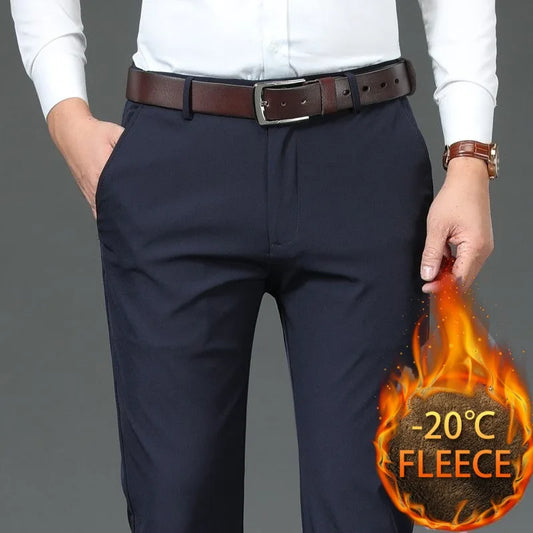 Men's Straight Slacks with High Waist in Winter Plush Slacks Fashion Goes with Everything Plush Slacks Men's Pants