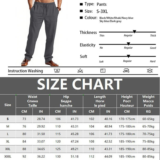 Men's Pants Casual Loose Pants Male Breathable Solid Color Drawstring Jogger Yoga Baggy Lightweight Sport Trousers Streetwear