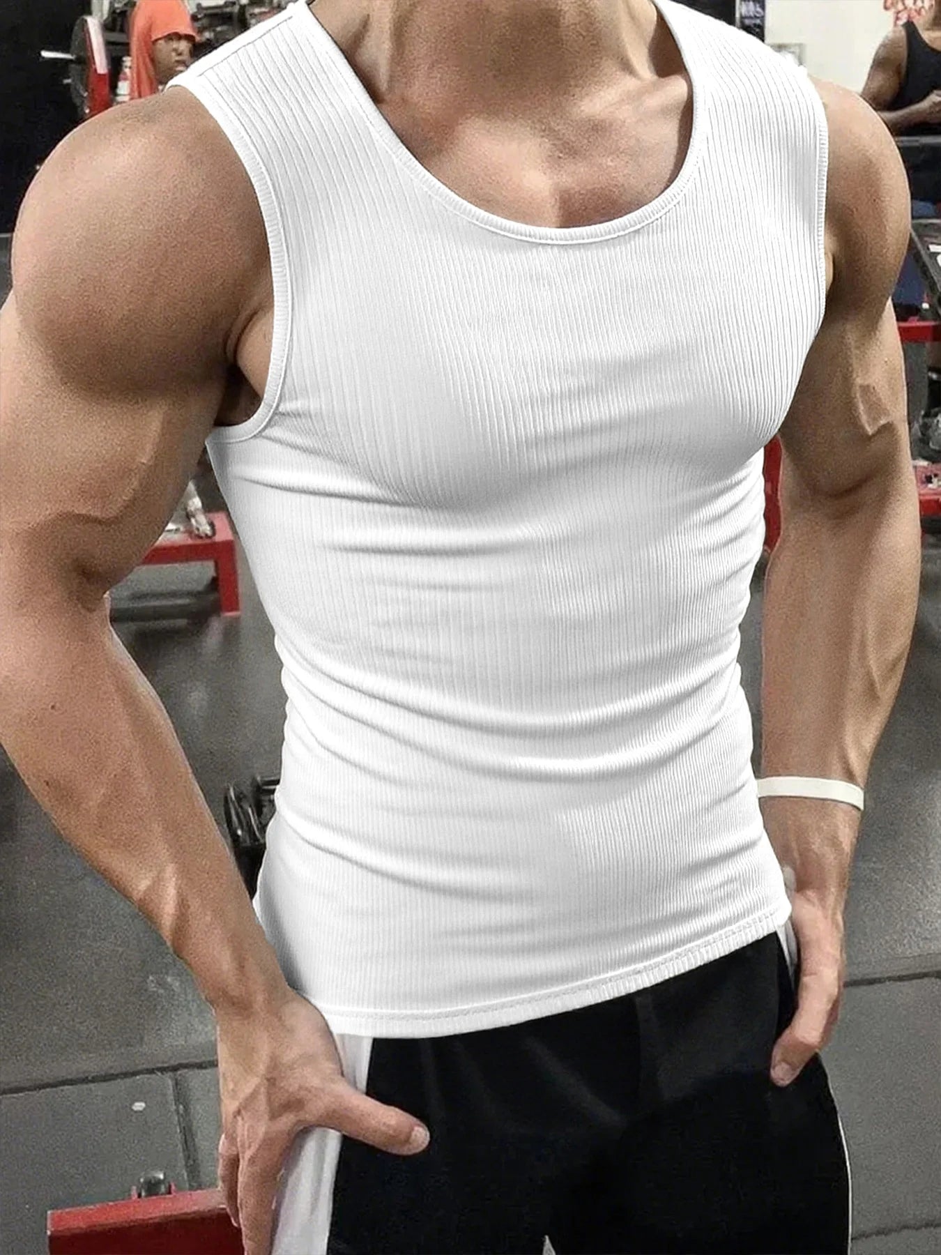 Summer Men's Vest Stripe Gym Tank Top Men Fitness Sleeveless Shirt Male Exercise Sports Vest Undershirt Bodybuilding Clothing