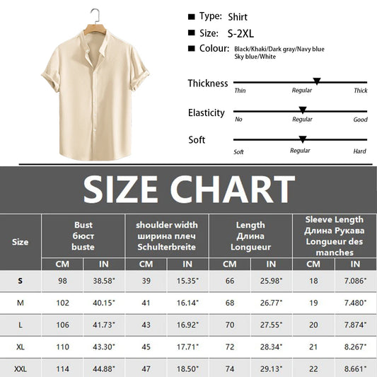 Youth Mens Casual Beach Short Sleeve Shirts Solid Color Loose Casual Breathable Shirt Lightweight Streetwear Youth Tops