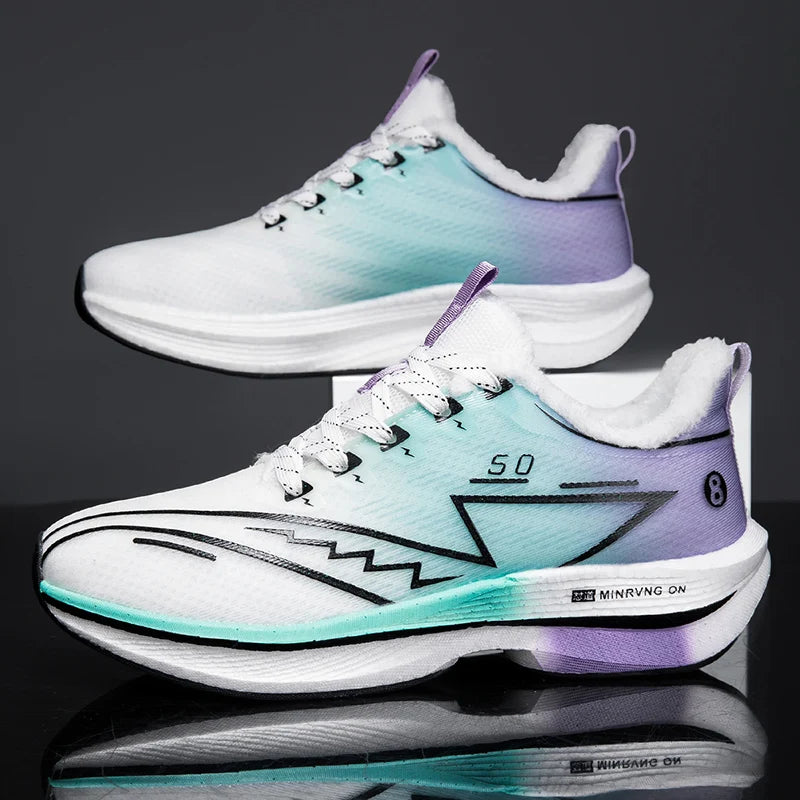 Hot Carbon Plate Running Shoes Men Trainers Comfort Warm Plush Sneakers Man Non-slip Light Women's Sport Shoes zapatillas hombre