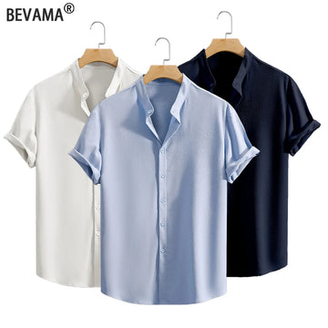 Youth Mens Casual Beach Short Sleeve Shirts Solid Color Loose Casual Breathable Shirt Lightweight Streetwear Youth Tops