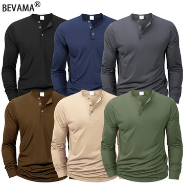 Mens Long Sleeve Henley Neck T-shirt Slim Fit Bottoming Tshirt Casual Button Shirt Comfortable Fitness Tee Cozy Top
