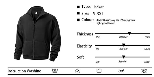 Men's Autumn Winter Casual Jacket Coats Outdoor Sports Zipper Cardigan Sweatshirt Casual Sportwear Long Sleeve Coat Jacket