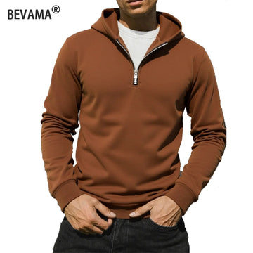Autumn Men's Casual Hoodies Half Zipper Sweatshirts Solid Warm Pullover Long Sleeve Jacket Hoodie Men's Outdoor Sportswear Top