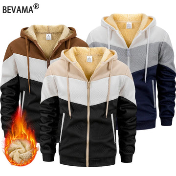 Winter Men's Casual Hoodie Jacket Fleece Warm Sweatshirt Windproof Coats Heavyweight Zipper Jacket Thick Sports Outerwear