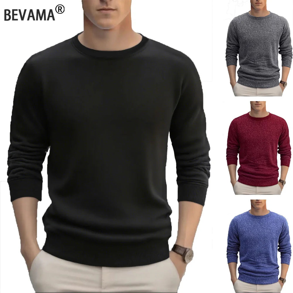 Men's Pullover Solid Color Warm Sweaters Fashion Crewneck Hoody Casual Loose Sweatshirt Oversize Street Sportswear Men Clothes