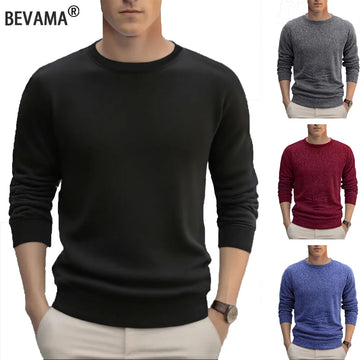 Men's Pullover Solid Color Warm Sweaters Fashion Crewneck Hoody Casual Loose Sweatshirt Oversize Street Sportswear Men Clothes