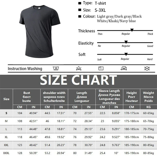 Men's Running Quick Drying T-shirts Breathable Hiking Fishing Tees Soft Elasticity Outdoor Sports Short Shirt Summer