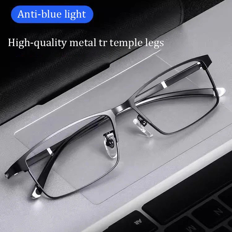 High Quality Metal Frame TR Lens Legs Reading Glasses Men Business High Definition Comfortable Blue Light Protection Prescriptio