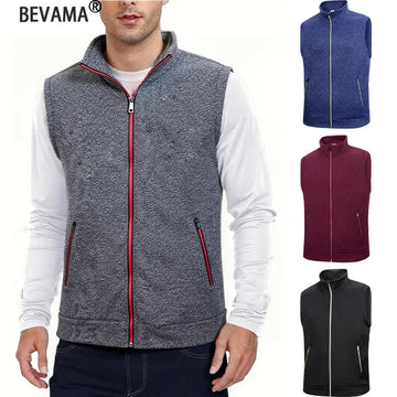 Autumn and Winter Fashion Men's Zipper Vest Jacket Casual Warm Standing Collar Sleeveless Coats Men Streetwear Jacket Vest Tops