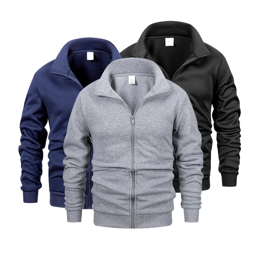 Spring Men's Long Sleeve Zipper Jacket Coats Solid Color Warm Sweatshirts Outdoor Recreation Full Zip Jacket