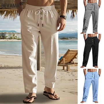 Spring Autumn Men's Breathable Long Pants Solid-color Casual Elastic Waist Pants Sports Streetwear Pants Harajuku Trousers