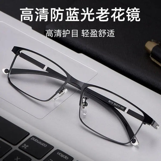 High Quality Metal Frame TR Lens Legs Reading Glasses Men Business High Definition Comfortable Blue Light Protection Prescriptio