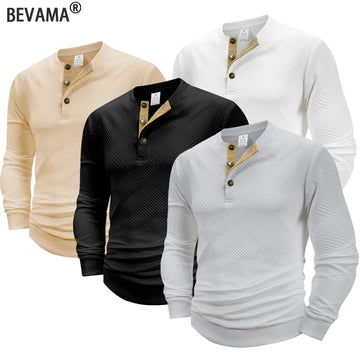 Men's Long Sleeve Button Down T-Shirts Autumn Henley Collar Casual High Quality Crew Neck Hoodie Leisure Pullover Mens T Shirts
